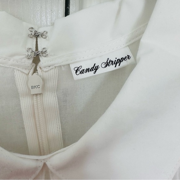 Candy Stripper White Ribbon Boxy Collared Dress Japan J Fashion - Picture 3 of 6